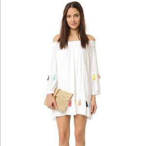 MISA Los Angeles Camilla Off-The-Shoulder Tassel Dress, Pearl/Multi / Size M